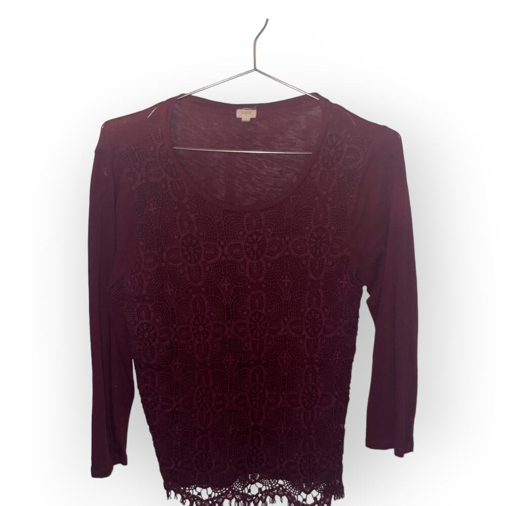 J. Crew long sleeved knit top crochet Sz M EUC